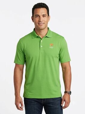 Divots Kiawah Island Golf Polo Shirt Mens L Green Striped Performance Slit Hem